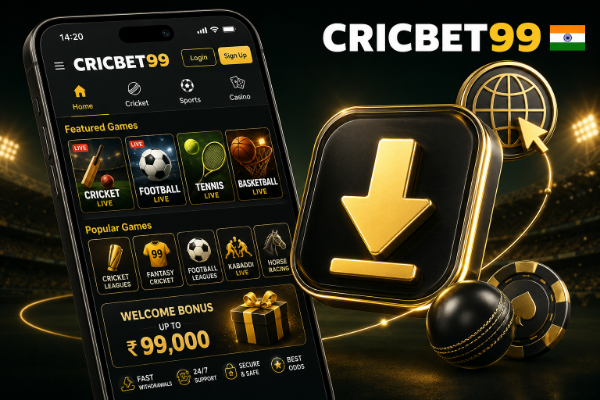 Cricbet99 mobile app offers Android sportsbook and casino access.